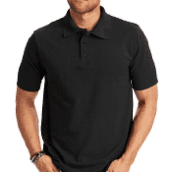 Hanes Men's Short Sleeve X-Temp Performance Polo Black - Picture 1 of 7